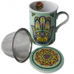 Tisanire Main de Fatima en porcelaine - Vert et Jaune