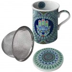 Tisanire Main de Fatima en porcelaine - Bleu et Vert