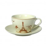 Tasse et soucoupe Paris Blanc et Marron en Porcelaine