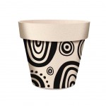 Cache Pot en Fibre de Bambou - Cercles Noirs - 13.5 cm