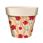 Cache Pot en Fibre de Bambou - Coquelicots - 15.5 cm