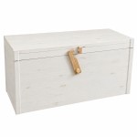 Coffre en bois de pin lasur� blanc fait main