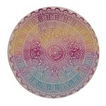 Sous verre Mandala 10 cm - Rose,  Jaune et Bleu