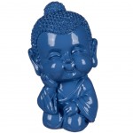 Tirelire Petit Moine bouddhiste en résine Bleu
