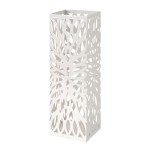 Porte Parapluies carr en mtal blanc floral 49 cm