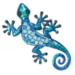 Dcoration murale Salamandre en mtal et verre 22 cm