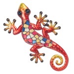 Dcoration murale Salamandre en mtal et verre 22 cm
