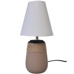Lampe en cramique et cordage tons naturels  - 31 cm