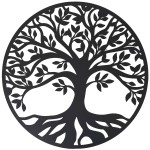 Arbre de vie mural noir en MDF dcoupe laser 50 cm