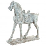 Figurine Cheval en rsine aspect bois sculpt et patin