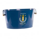 Grand Seau  bire en mtal bleu 40 cm