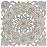 Dcoration murale Mandala Lotus en bois couleurs pastels 50 cm