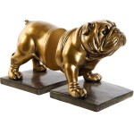 Serre livres Bulldog en Polyrsine Dore