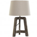 Lampe en bois patin avec abat jour Beige 49 cm