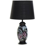Lampe florale noire en Grs - 43 cm