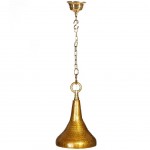 Lustre en mtal dor et patin forme cloche - 35 cm