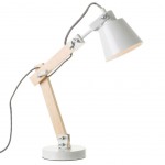 Lampe Flexo en mtal Blanc et bois - 43 cm