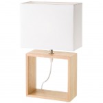 Lampe bois naturel et blanche Esprit Scandinave 41 cm