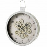 Horloge Industrielle  engrenages Blanche