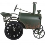 Horloge Vieux tracteur Vert en mtal vieilli 30 cm