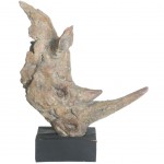Figurine Tte de Rhinocros en rsine naturelle