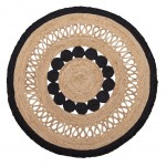 Tapis Ethnique rond en jute naturelle 120 cm