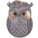 Statuette Hibou couronne de fleurs en rsine 15.5 cm