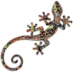 Dcoration murale Salamandre en rsine colore 22 cm