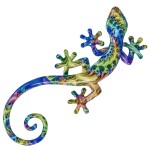 Dcoration murale Salamandre en rsine colore 22 cm