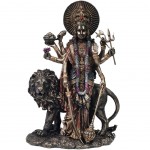 Figurine Durga en rsine aspect bronze 28 cm