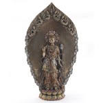 Figurine murale guanyin en rsine aspect bronze 49 cm