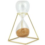 Sablier dcoratif mtal dor et verre - 20.5 cm - Sable ocre