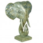 Dcoration Tte dlphant en bois  poser 54 cm