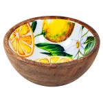 Petit bol en bois de manguier et r�sine d�cor citrons 15 cm