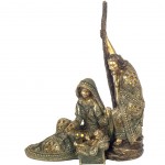 Figurine Nativit en rsine dore orne de petits miroirs 36 cm