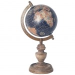 Globe Terrestre décoratif noir - Pied en bois - 29 cm