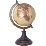 Globe Terrestre décoratif beige - Pied en bois - 25.5 cm