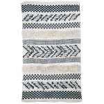 Tapis Ethnique tissage boho en coton - blanc 90 x 150 cm