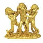 Figurine Les Singes de la Sagesse - Résine aspect doré