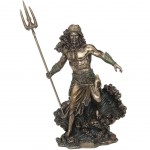 Figurine Posidon en rsine aspect bronze - Dieu Grec 53 cm