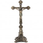 Figurine Jsus sur la croix aspect bronze 32 cm
