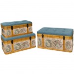 Ensemble de 3 coffres bancs - Mappemonde