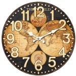 Horloge mappemonde en MDF - 34 cm