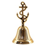 Cloche de marine en laiton dor� avec ancre 14 cm