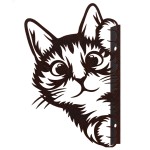 D�coration murale chat qui se cache en m�tal effet rouille 20 cm
