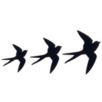 D�coration murale 3 hirondelles en m�tal noir 30 cm