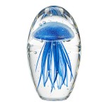Presse-papier sulfure en verre m�duse bleue