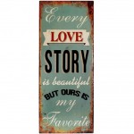 Plaque Dcorative Love Story en mtal 50 x 20 cm