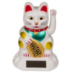 Figurine Solaire Maneki Néko - Lucky Cat Japonais blanc