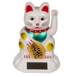 Figurine Solaire Maneki Nko - Lucky Cat Japonais blanc